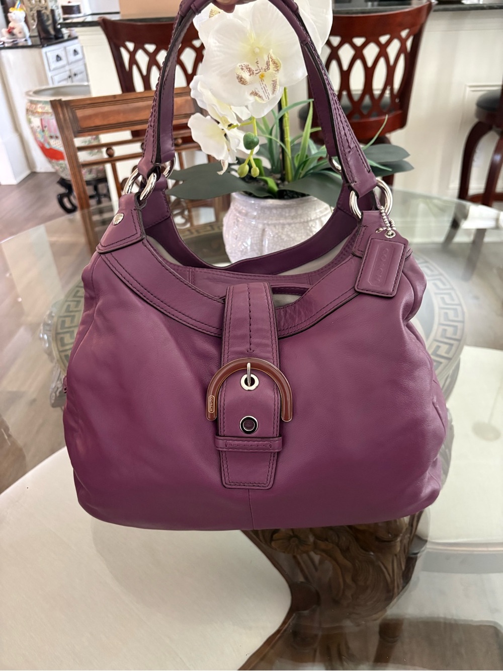 💜💜COACH MADISON LYNN PURPLE LEATHER HOBO/SHOULDER BAG!💜💜